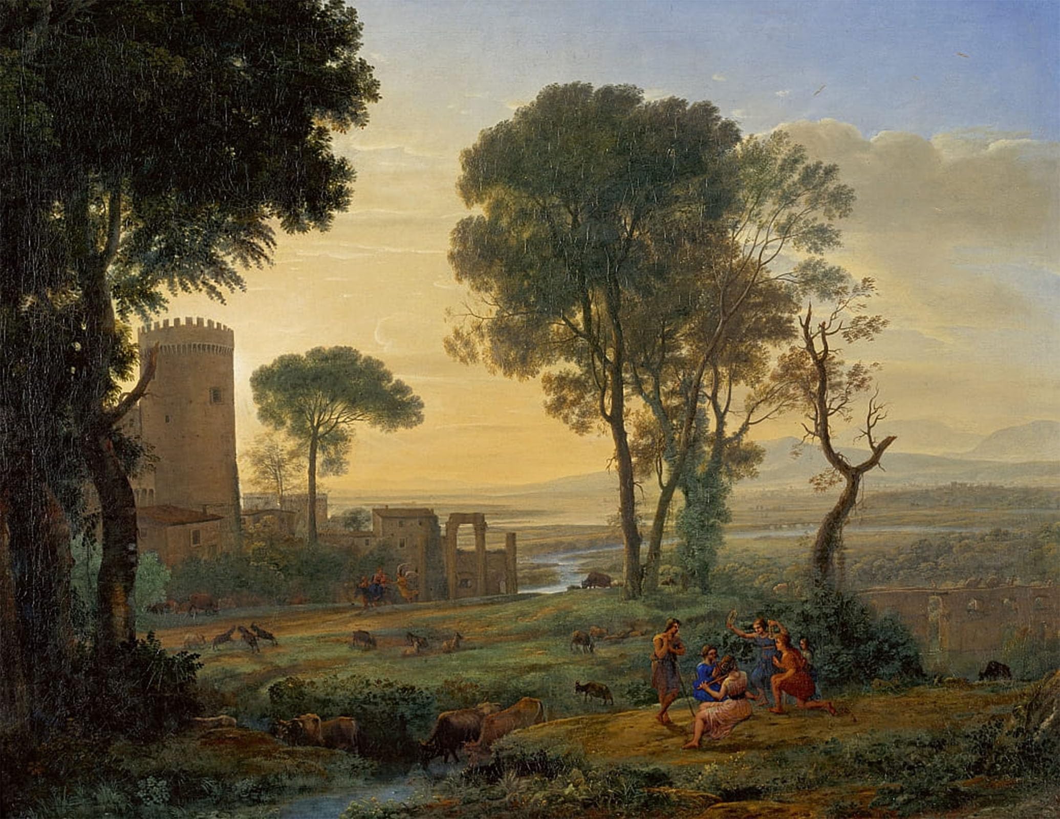 Impression d'affiches claude lorrain paysage avec la fuite en egypte de décoration