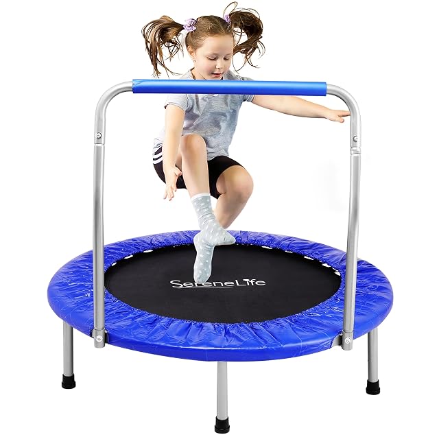 SereneLife trampolin Mini Plegable, Cama Elastica, Fitness, Compacto para niños y Adultos