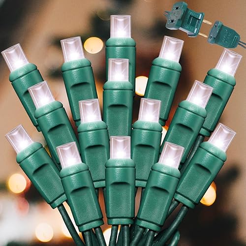 Miniatura 6 de Cadena de luces LED de 25 pies, luces LED de Navidad, 6 pulgadas de espacio, cable verde, color amarillo, grado comercial