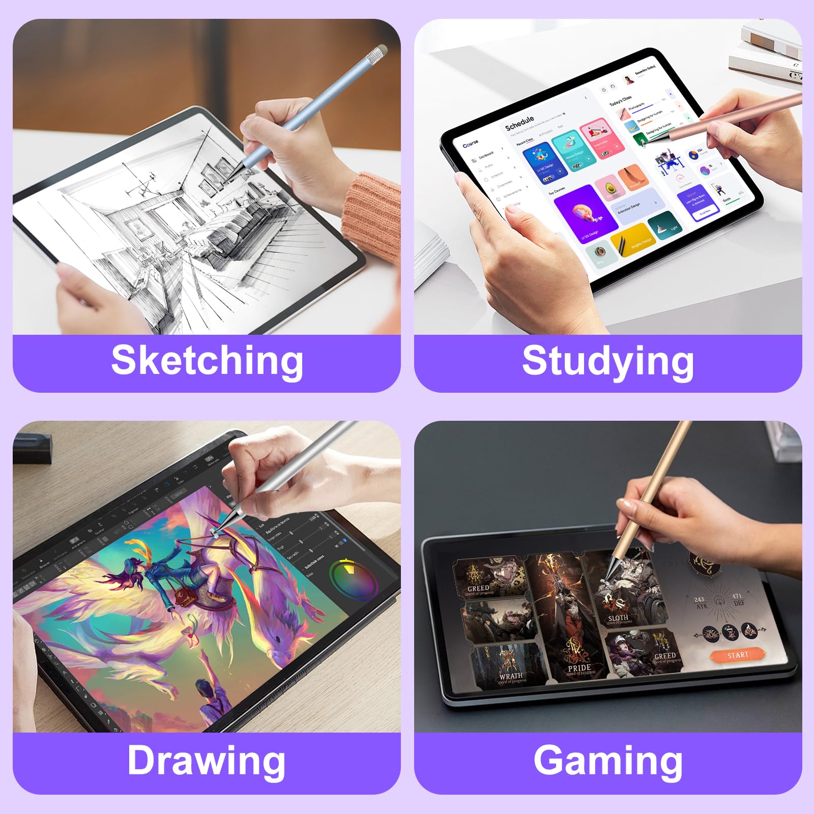 Lápiz capacitivo para pantalla táctil, lápiz capacitivo 2 en 1 de alta precisión, adecuado para iPhone/iPad/Android Stylus para iPad, compatible con todos los táctiles