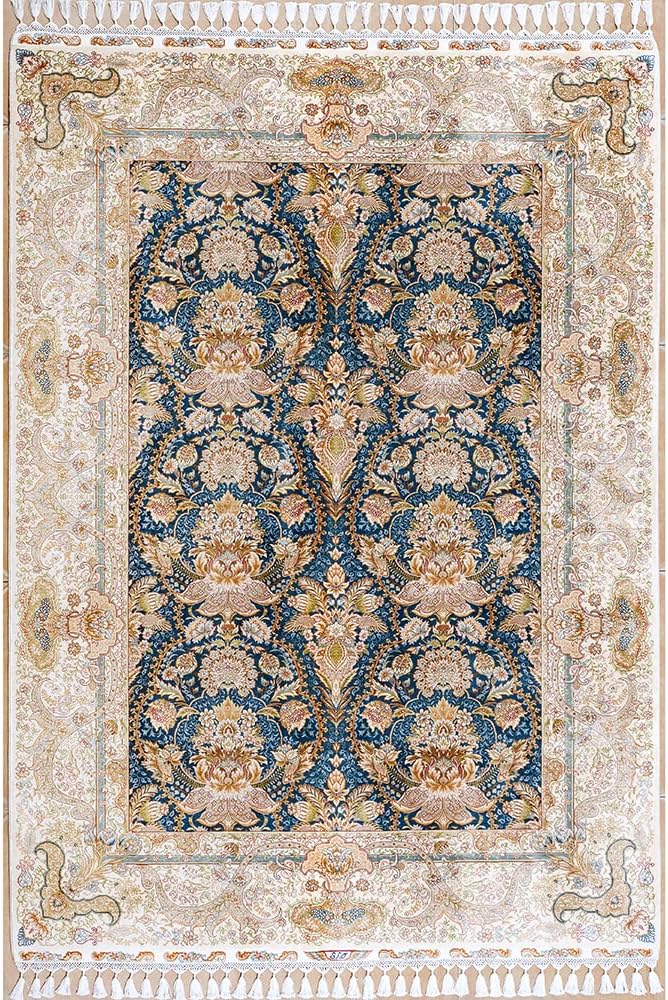 Silk Rug 5.5x8 Green Handwoven Vintage Antique Luxury Oriental Silk Area Rug for Living Room