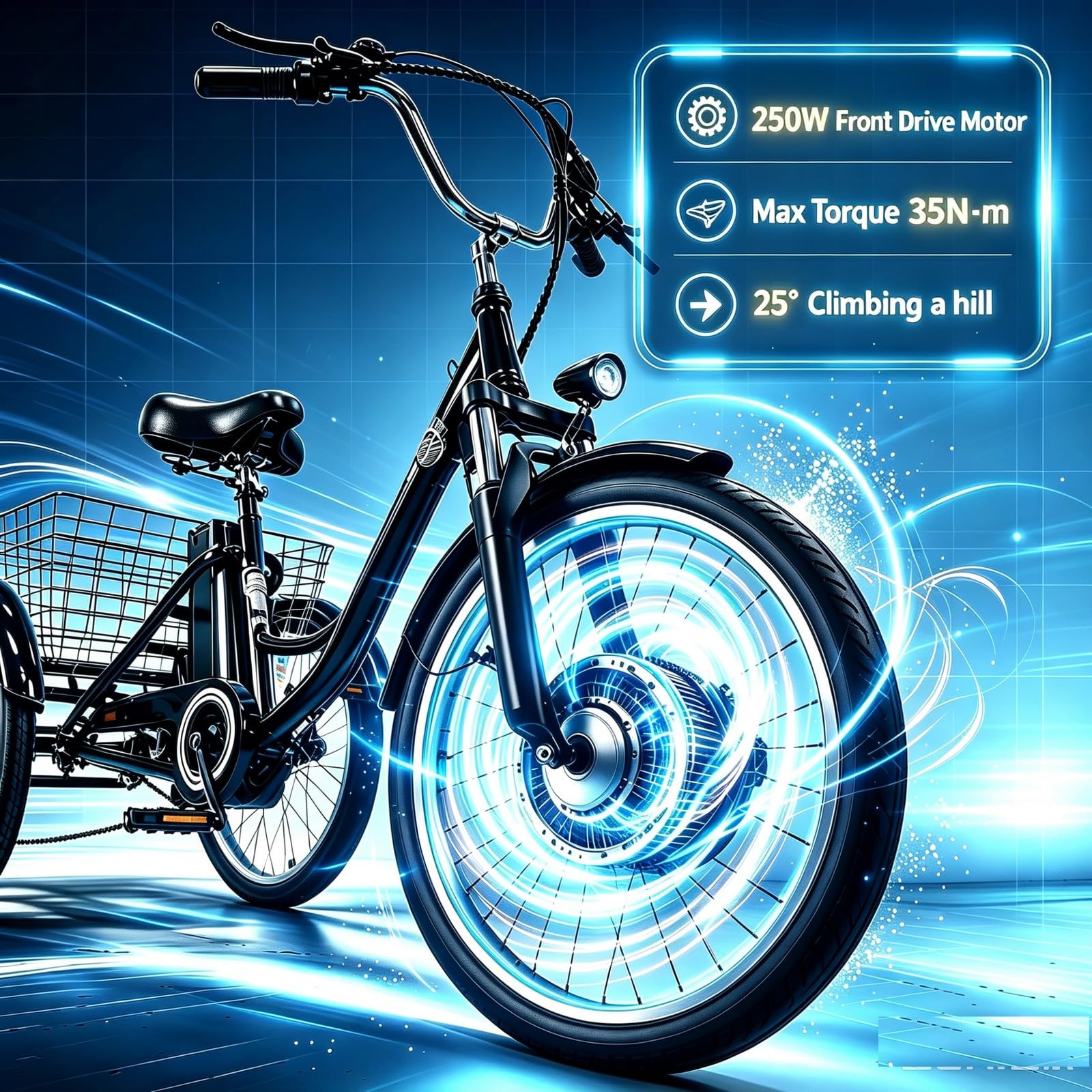 Triciclo elettrico per adulti M300 Batteria rimovibile da 36 V, 18 Ah
