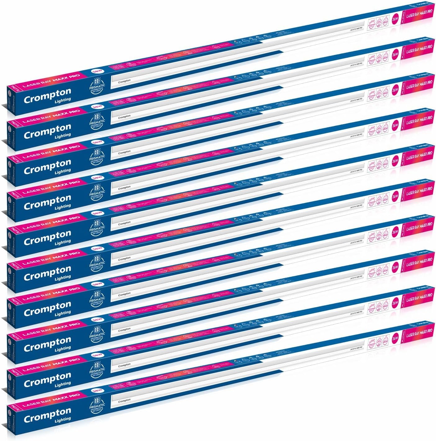 Crompton Laser Ray Maxx Pro 36W LED Batten | Energy Efficient Batten for Home | Natural White | Pack of 10