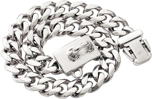 Miniatura 33 de Collar de perro de acero inoxidable, collar de joyería de bulldog con encanto, impermeable, oro rosa, negro, plata, resistente, collar de perro