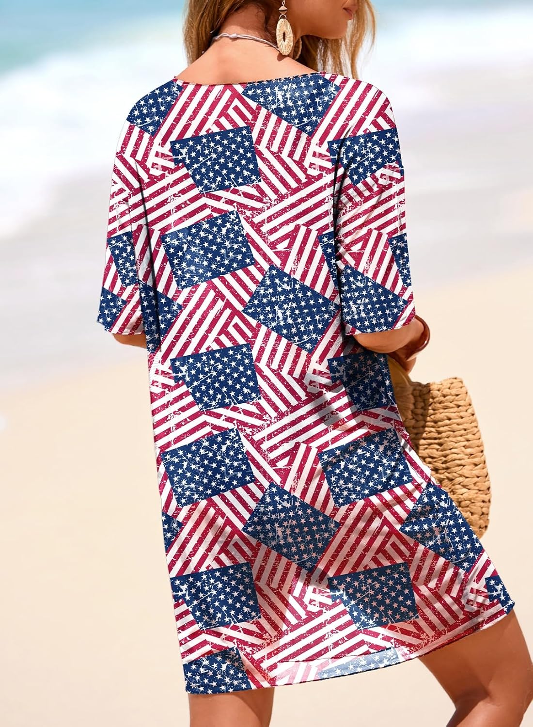 Herseas Bathing Suit Cover Up for Women Summer Dress Swimsuit Coverup Short Sleeve Beach Vacation Swimwear Sundresses - Image 2