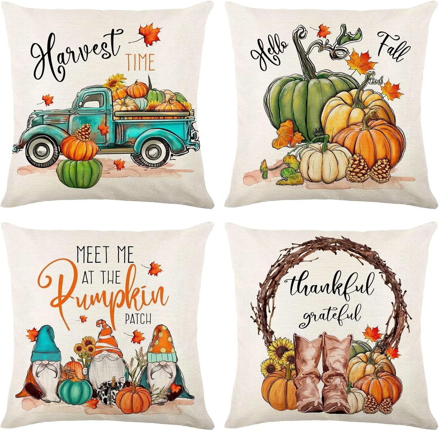 Set of 4 Decorative Throw Pillow Covers 28x28 in Shoe