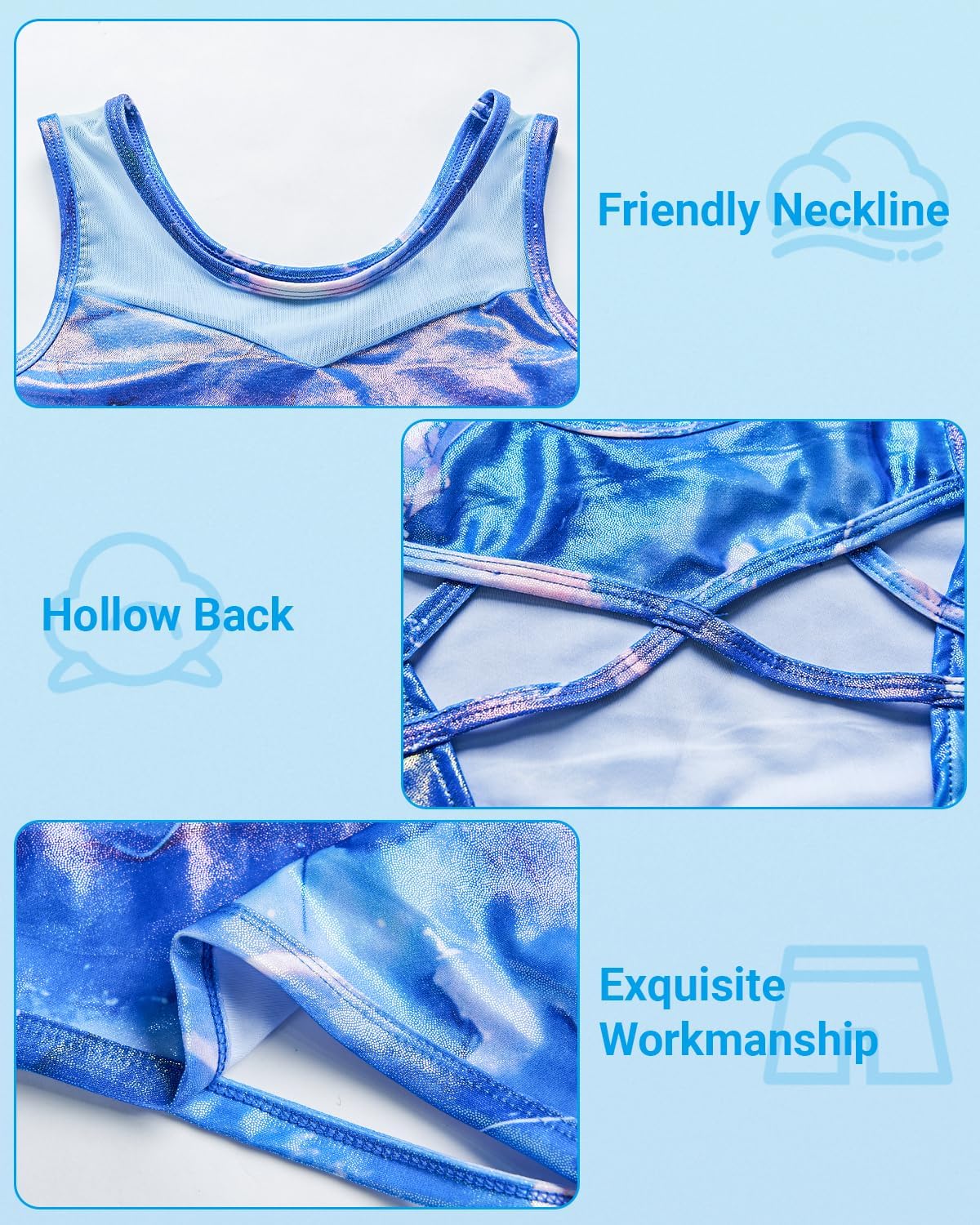 JiAmy Two Piece Gymnastics Leotards for Girls, Sparkly Dance Biketards with Shorts Ballet Tumbling Outfit for Girl 3-12 Years - Image 3