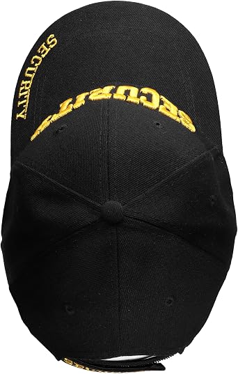 Falari Wholesale 12-Pack Security Hat Baseball Cap - Gold or White Embroidery Security Front, Bill & Back - Adjustable Size