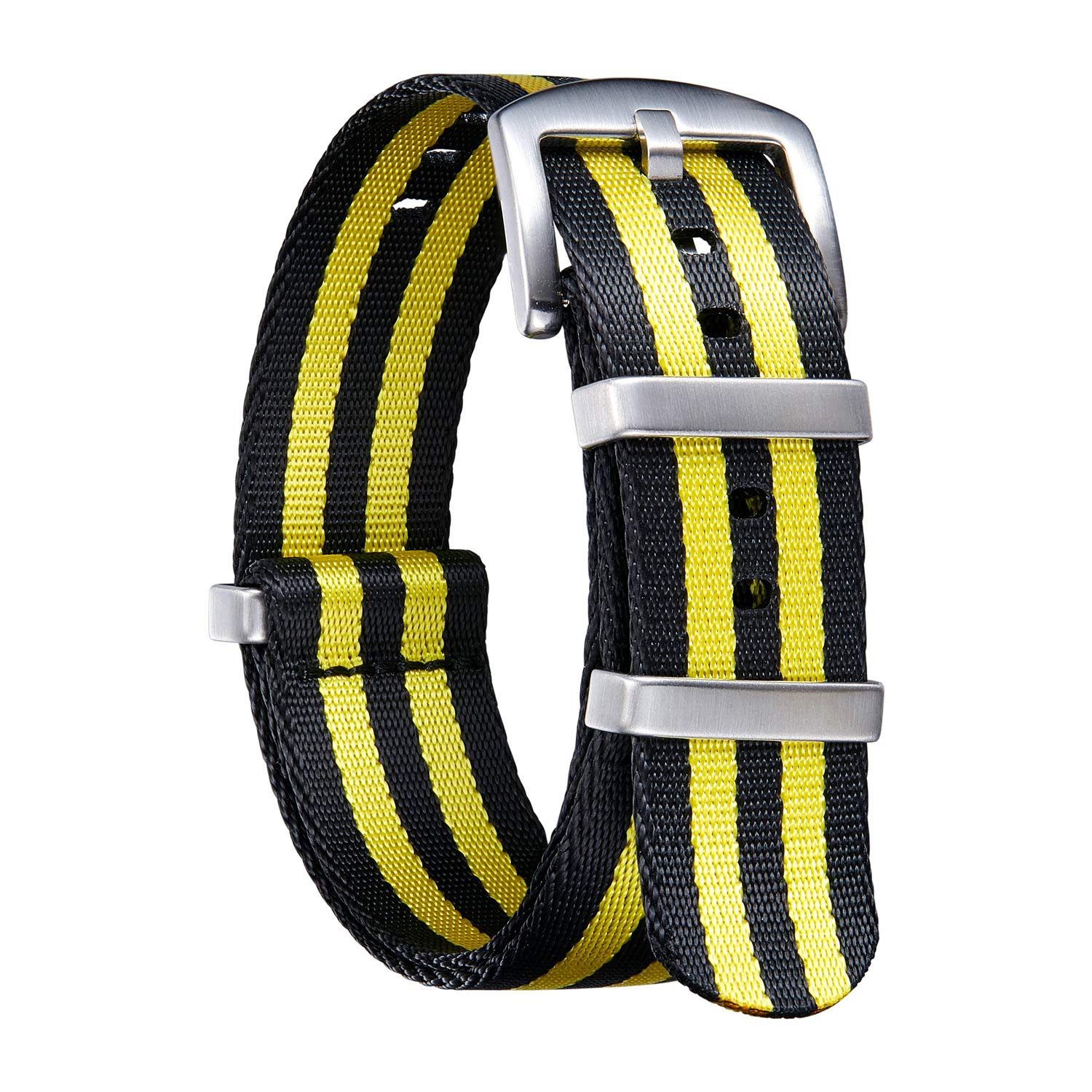 BINLUN Nylon Uhrenarmbänder Dick G10 Premium Ballistic Multicolor Ersatzuhrenarmbänder mit Schwarz/Silbe Edelstahlschnalle für Männer Frauen 18mm 20mm 22mm 24mm (Upgrade Design Version)
