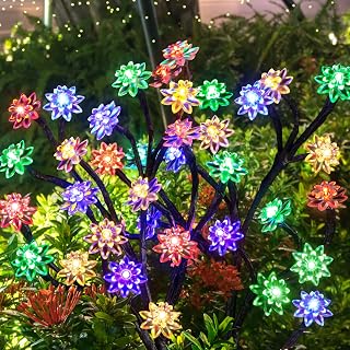 KOOPER Solar Lights Outdoor, 4 Pack New Version Outdoor Solar Lights Waterproof, 2 Modes Solar Outdoor Lights, Multi-Color Solar Flower Lights for Lawn Yard Garden Christmas Decoration