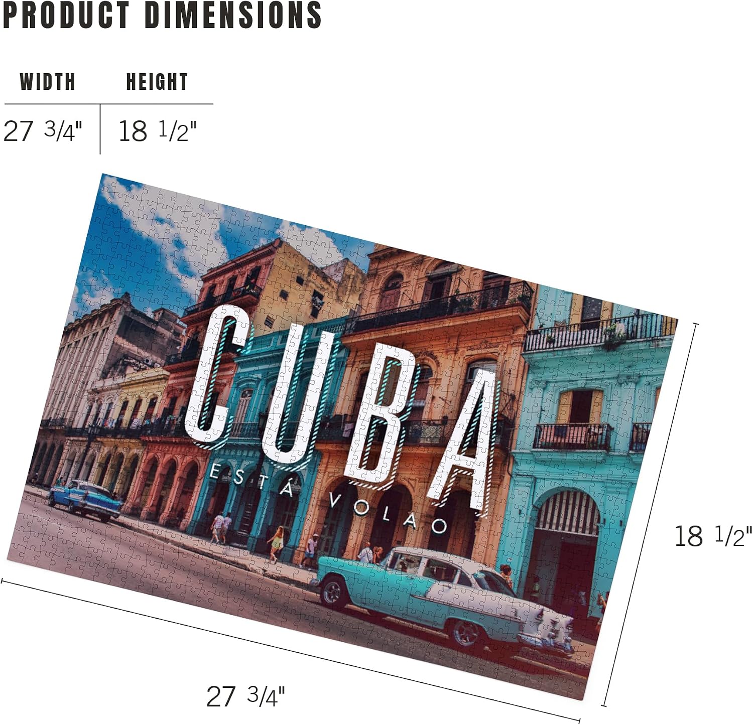 Havana, Cuba, Vintage Car and Buildings (1000 Piece Puzzle, Challenging Jigsaw Puzzle for Adults, Made in USA)