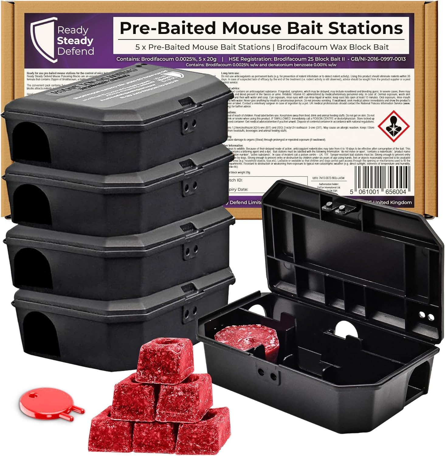 Pre Baited Mouse Boxes - 5 Pack for Effective Mouse Box Traps, Ideal Mouse Trap and Mouse Traps for Indoors Solution, Quick Setup and Ready to Use - Professional Boxes For Indoors