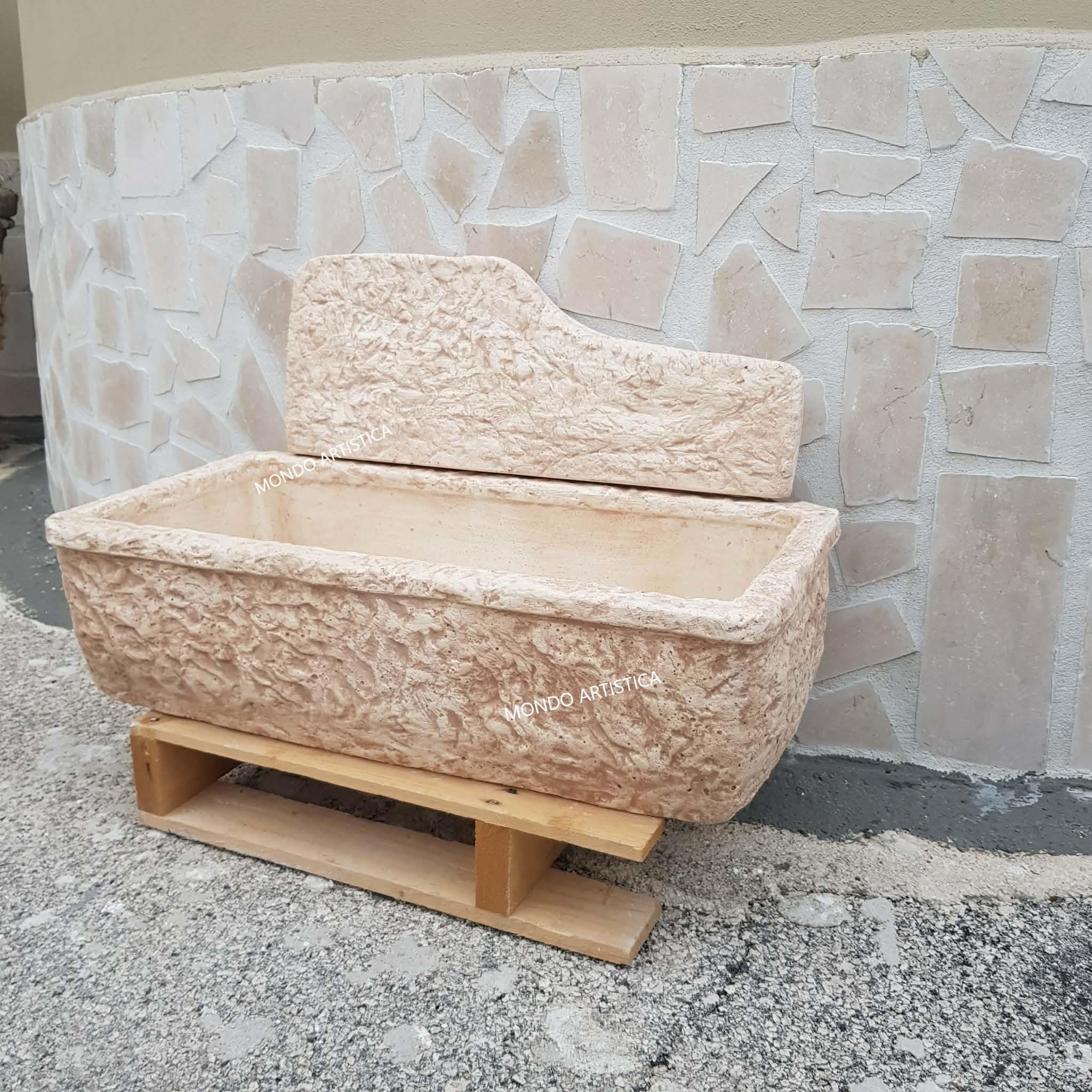 Lavello Lavandino In Cemento, Lavabo, Fontana, Vasca Unica Larghezza 80X40 Altezza 48 CM - Per Esterno Da Giardino Colore Sfumato rosa antico