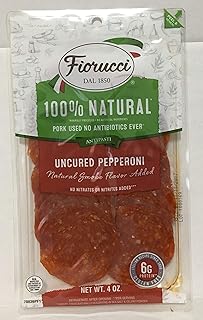4Oz Fiorucci Uncured Pepperoni Sliced, 100% Natural, No Msg (One Bag)