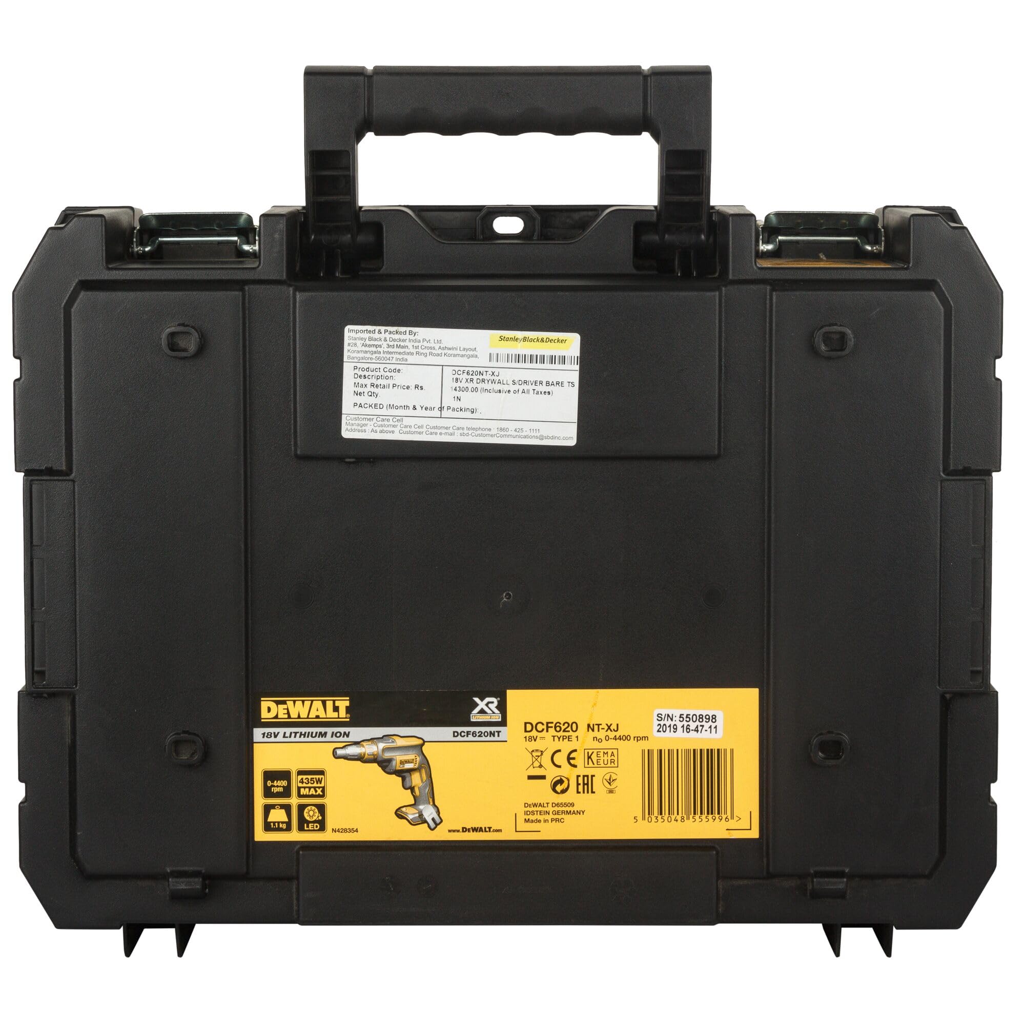 DEWALT Avvitatore per cartongesso in valigetta TSTAK, senza batterie e caricabatterie, DCF620NT-XJ