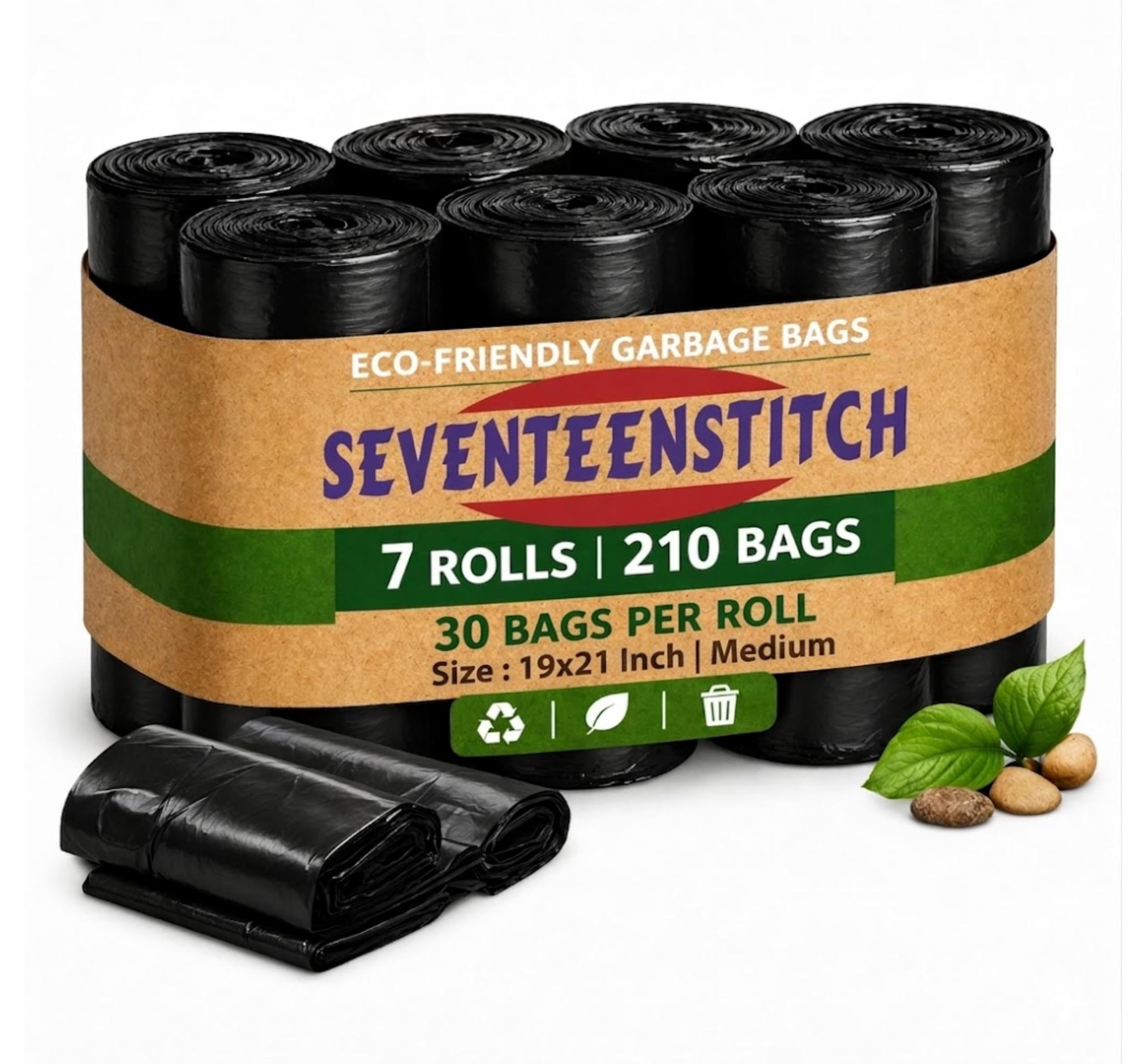 Medium Garbage Bags - 4 Roll Pack, Leak-Proof & Odorless -13 Medium Garbage Bags - 4 Roll Pack, Leak-Proof & Odorless -13