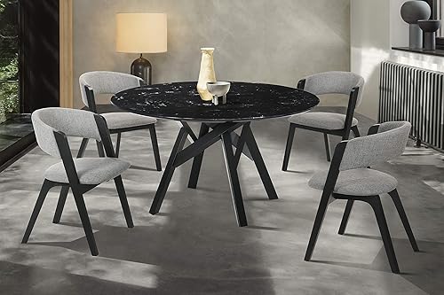 Miniatura 2 de Armen Living Rowan Mid-Century Modern Accent - Juego de 2 sillas de comedor con acabado de tela, 21 pulgadas de ancho, negro/gris