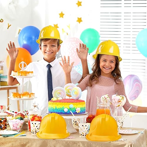 Miniatura 8 de JOYIN 24 sombreros duros de construcción de juguete, sombrero de fiesta amarillo de plástico suave para niños, cumpleaños para fiesta de cumpleaños
