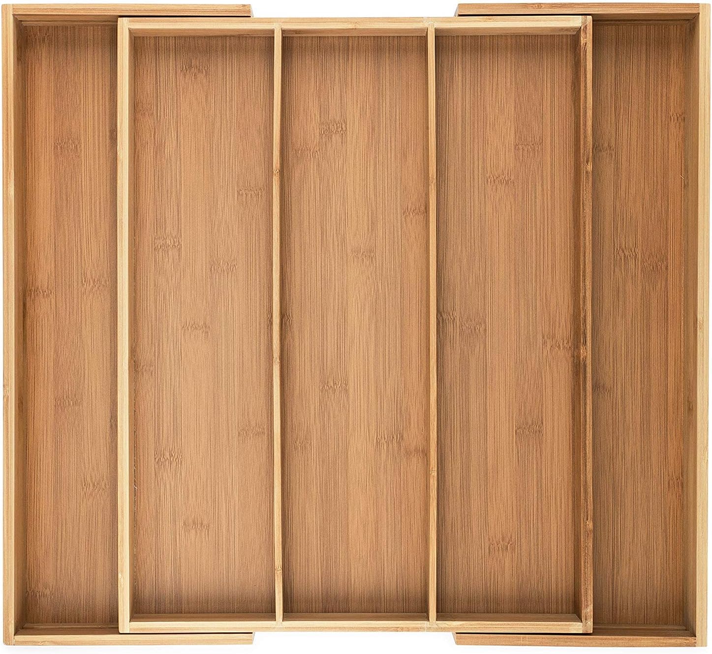 iBambooMart Expandable Drawer Organizer, Premium Bamboo Cutlery and Utensil Tray, Perfect for The Kitchen, Adjustable Kitchen Drawer Divider (3 Compartments Expandable), Perfect Gift for Christmas