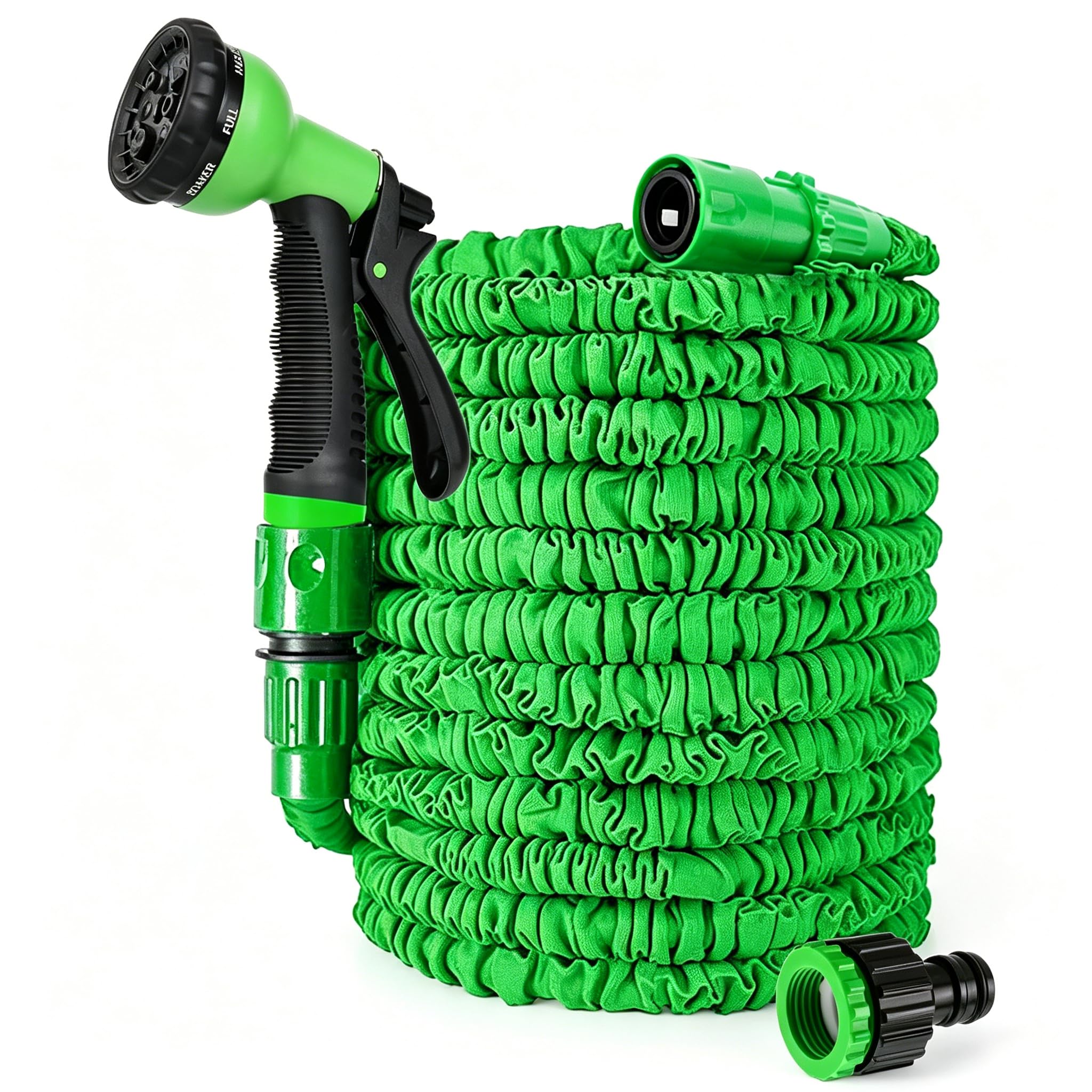 HGLCM expandierendes Garten-Wasserschlauch-Rohr mit 8-Funktions-Spritzpistole 3-mal erweiterbarer flexibler magischer Schlauch Anti-Leckage Leichte einfache Lagerung（Grün,15m）