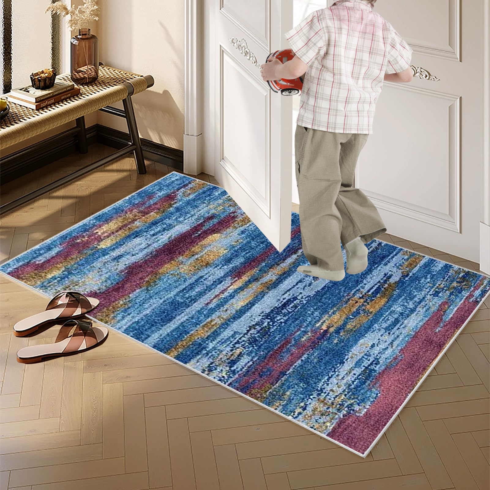 Dywan do długiego korytarza 70 x 400 cm antypoślizgowy chodnik kuchenny Chłonny dywanik wejściowy dywanik do przedpokoju, dywanik kuchenny, dywanik do przedpokoju, kuchni, salonu, sypialni