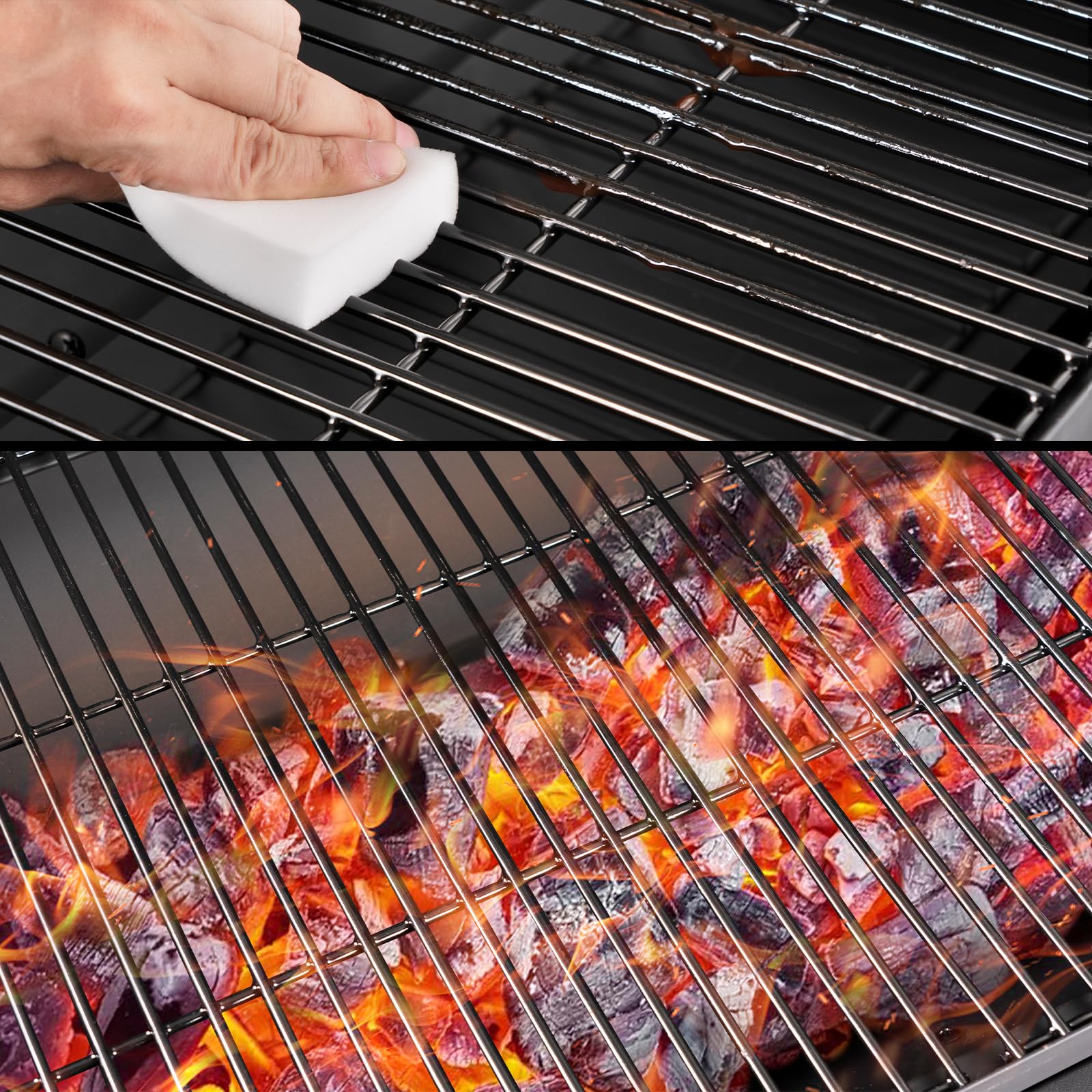 Barbacoa de carbón vegetal con tapa | Barbacoa de carbón vegetal, mango de carbón, parrilla y termómetro, barbacoa de carbón vegetal grande, barbacoa de jardín, carbón vegetal