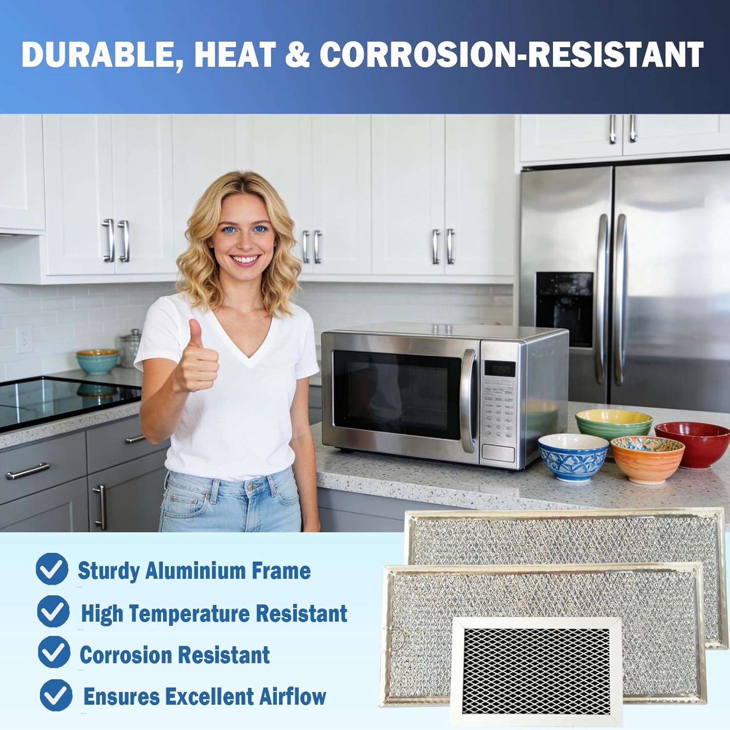 3 Pack Microwave Grease and Charcoal Filter Set Fit for GE JVM6175SF1SS, JVM6175SK1SS, JVM6175SK2SS, JVM6175SK3SS Microwave Replacement Part