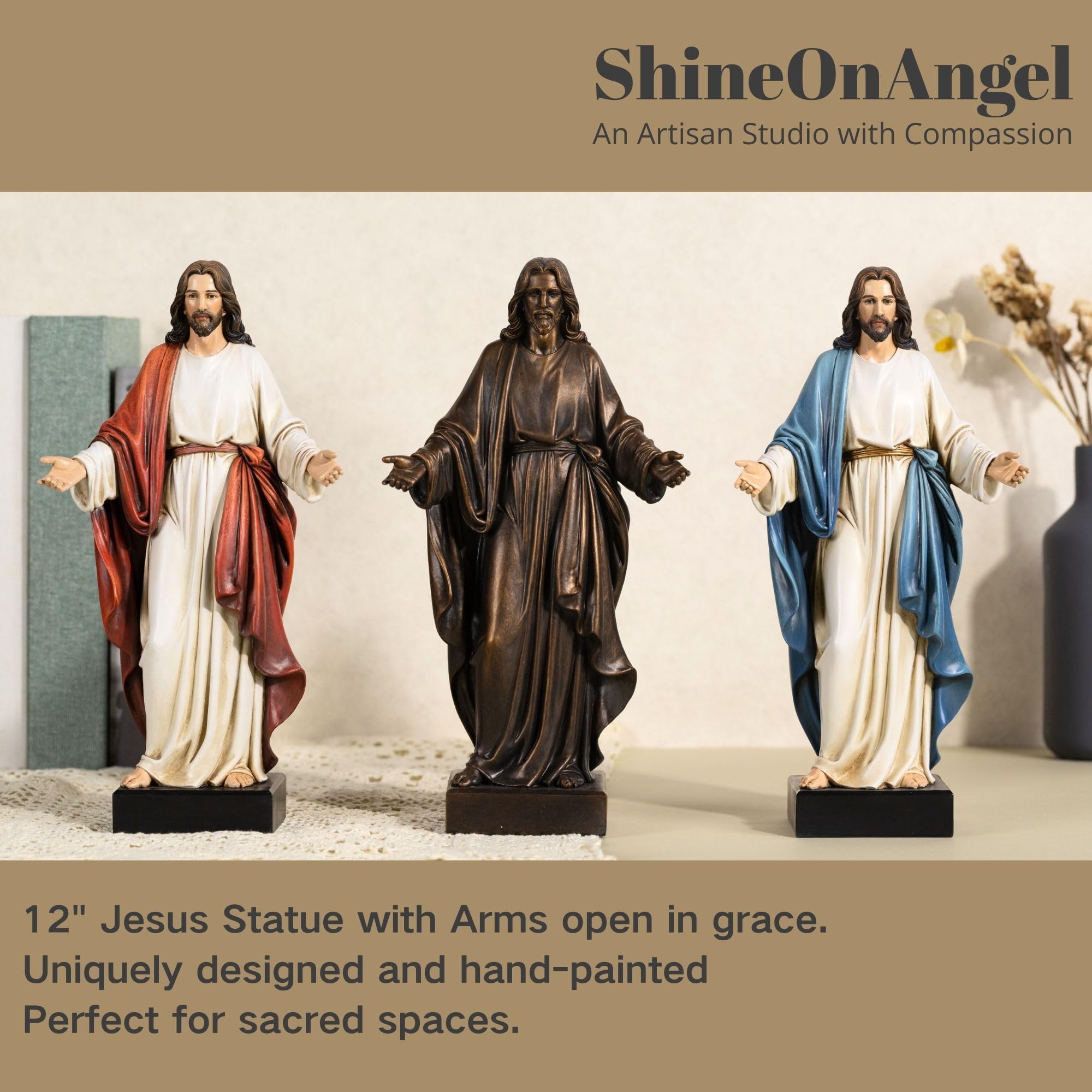 Amazon.co.jp: ShineOnAngel 12インチ イエス 像 両腕 手塗り イエス