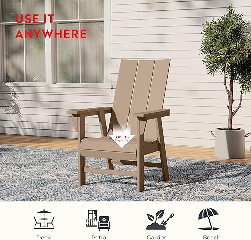 Miniatura 7 de Costaelm Silla Adirondack al aire libre, sillas de balcón de HDPE, silla Adirondack náutica de concha marina portside y sillas para hoguera, madera