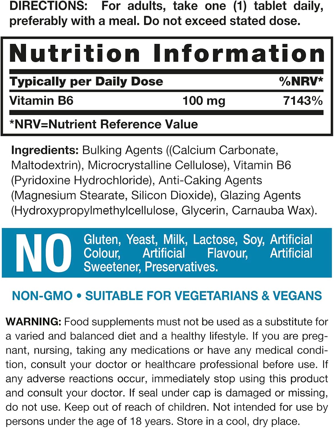 Vitamin B6 High Strength 100mg, 180 count (Pack of 1) - Image 4
