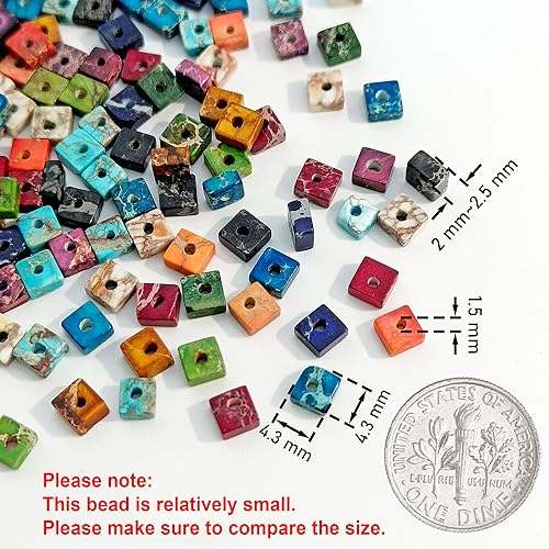 Miniatura 2 de Firstmeet 160 cuentas cuadradas de jaspe imperial para hacer joyas, para adultos, accesorios de pulseras de cuentas multicolor (DIY-1024-Mix-1)
