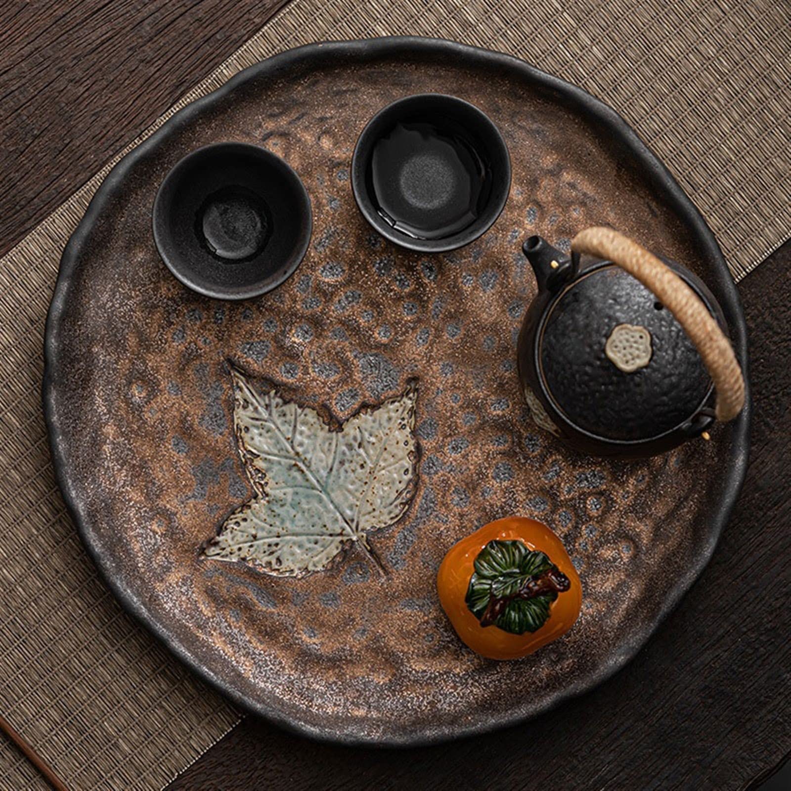 Tace Vintage szorstka taca ceramiczna Zen Home serwisowa zestaw do herbaty restauracyjna Tace do serwowania
