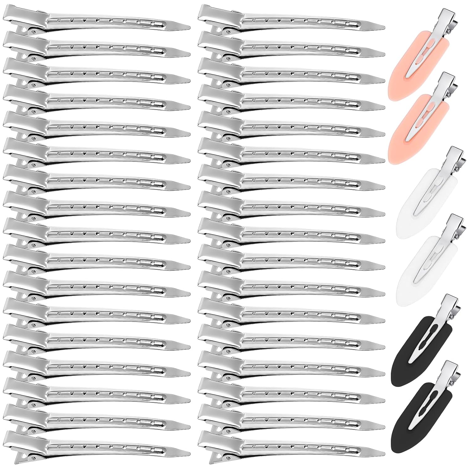 JZko 40 Pcs Hair Clips Women Styling, Alligator Metal Hair Clips, Hair Pin Curl Rollers Clips, 34 Pcs 3.5"Duckbill Sectioning Hair Clips and 6 Pcs 2.3"No Crease Clips