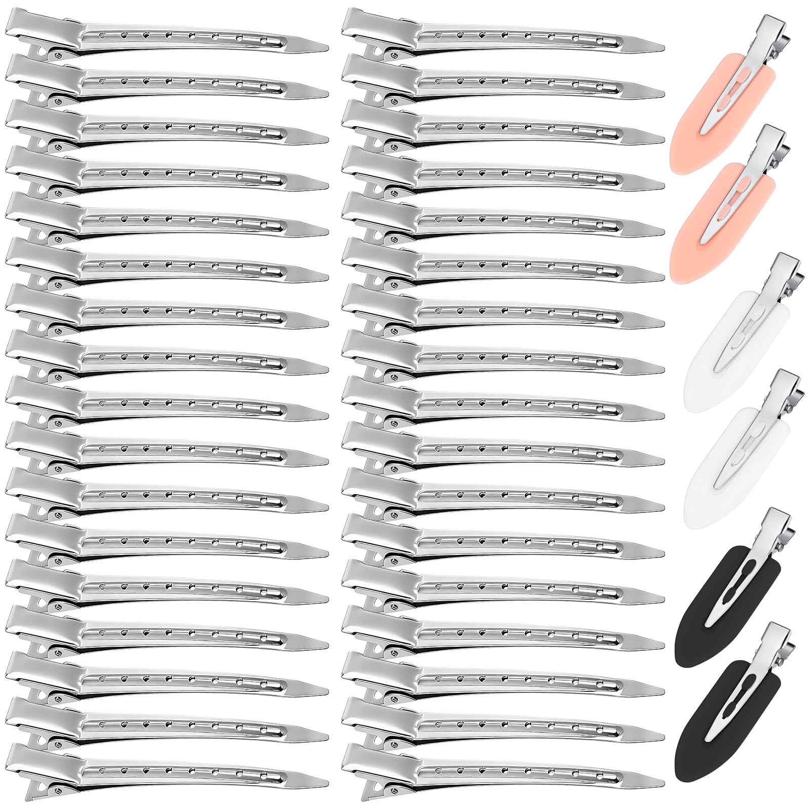 40 Pcs Hair Clips Women Styling, Alligator Metal Hair Clips, Hair Pin Curl Rollers Clips, 34 Pcs 3.5"Duckbill Sectioning Hair Clips and 6 Pcs 2.3"No Crease Clips