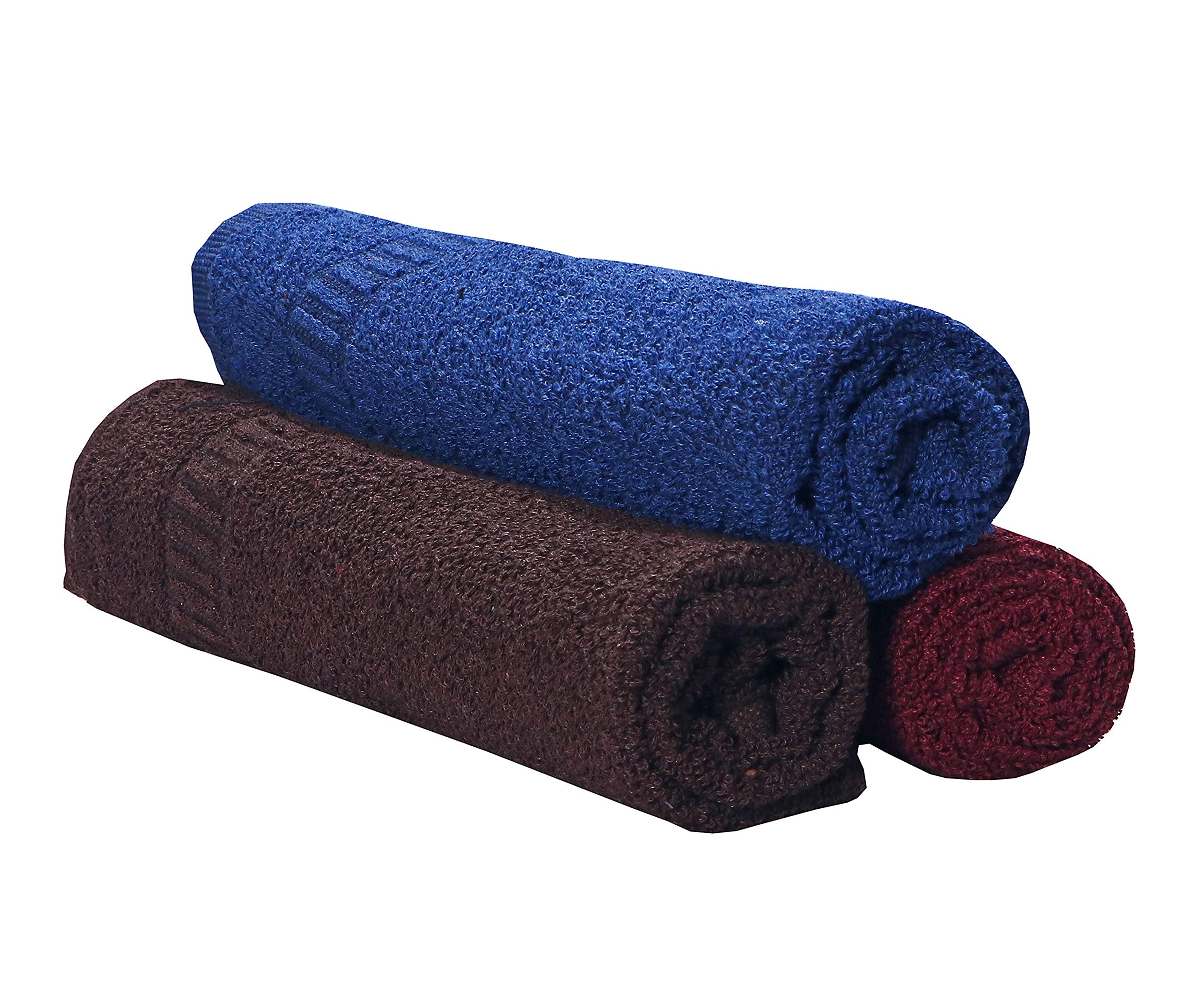 Silver Linens 425 GSM Quick Dry Solid Cotton 16 in X 24 in Face, Hand Towel Set (Blue,Brown,Violet) Pack of 3