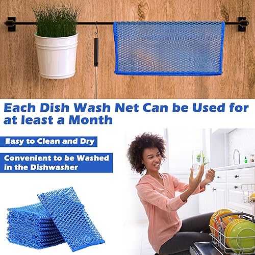 Miniatura 6 de 12 piezas de tela de malla de 12 x 12 pulgadas, red para lavar platos, sin olor, para lavar platos, paños de red para lavar platos, trapos de red