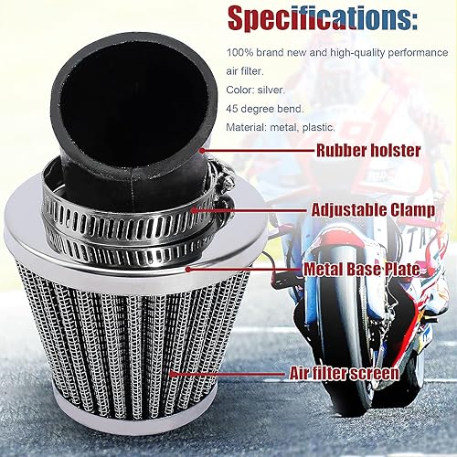 Miniatura 3 de Filtro de 1.378 in en ángulo de 45 grados para 50cc - 90cc 110cc 125cc 2 tiempos 4 tiempos motor ATV Quad Scooter Gokart Pit Dirt Pocket Mini Bike