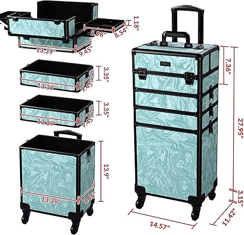 Miniatura 2 de BYOOTIQUE CoyoteButtes Vitality - Organizador de maquillaje rodante 4 en 1, estuche de maquillaje de viaje con ruedas para manicurista de uñas,