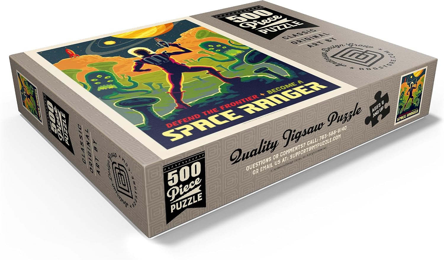 MyPuzzle Space Ranger: Retro Futura, Vintage Poster - Premium 500 Piece Jigsaw Puzzle for Adults