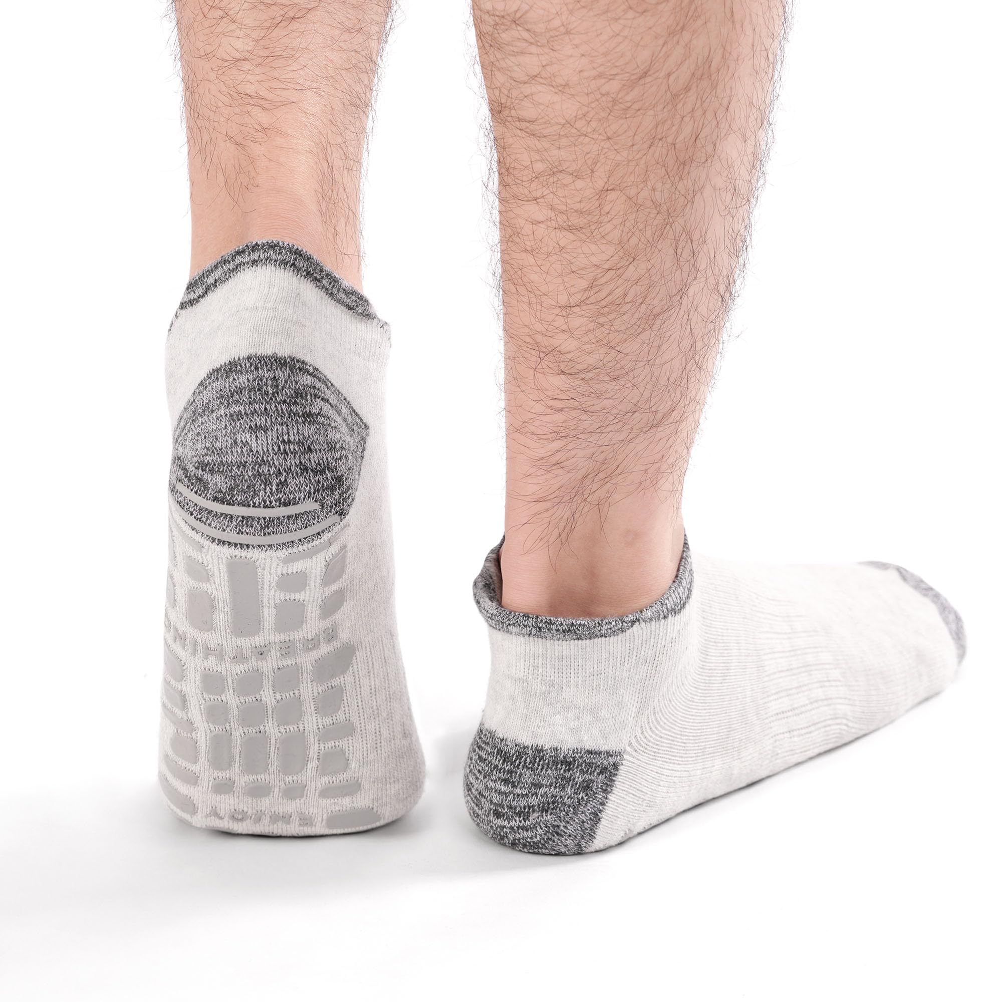 Men's Non Slip Yoga Socks Anti Skid Pilates Grip Socks 4 Pairs, Barre, Floor, Fitness Hospital Slipper Sock