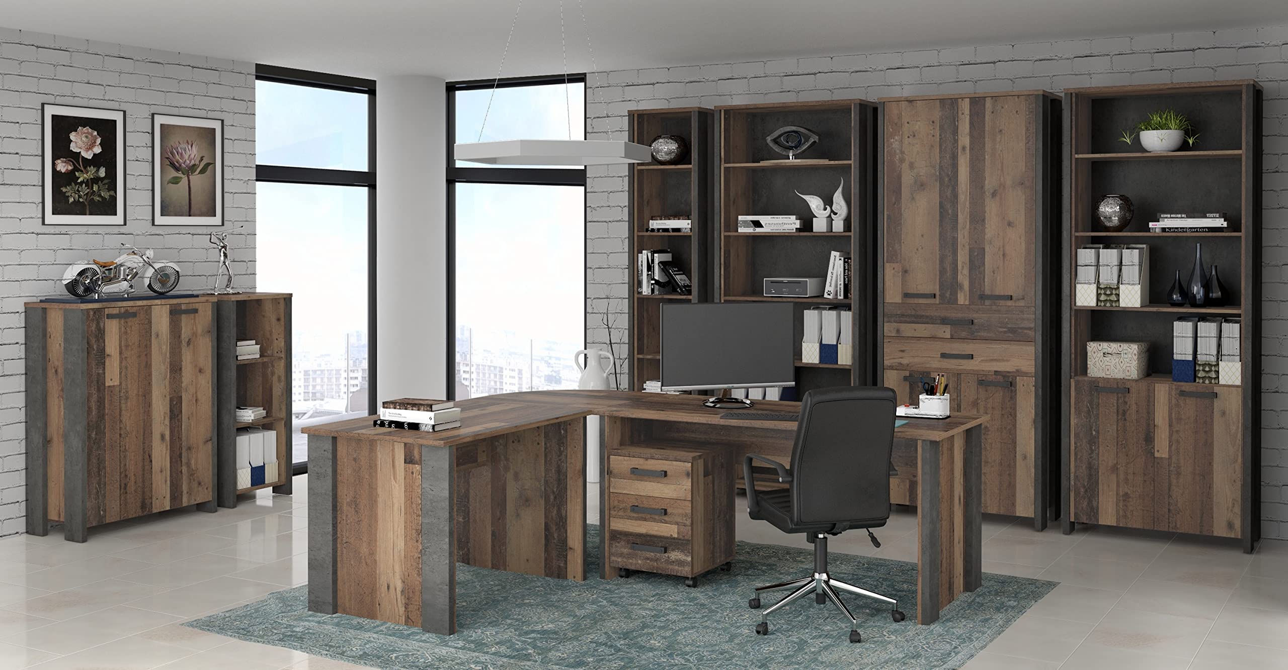 möbelando Büro-Set Büroprogramm Komplettbüro Arbeitszimmer Bürokombi Celon I (10-teilig)