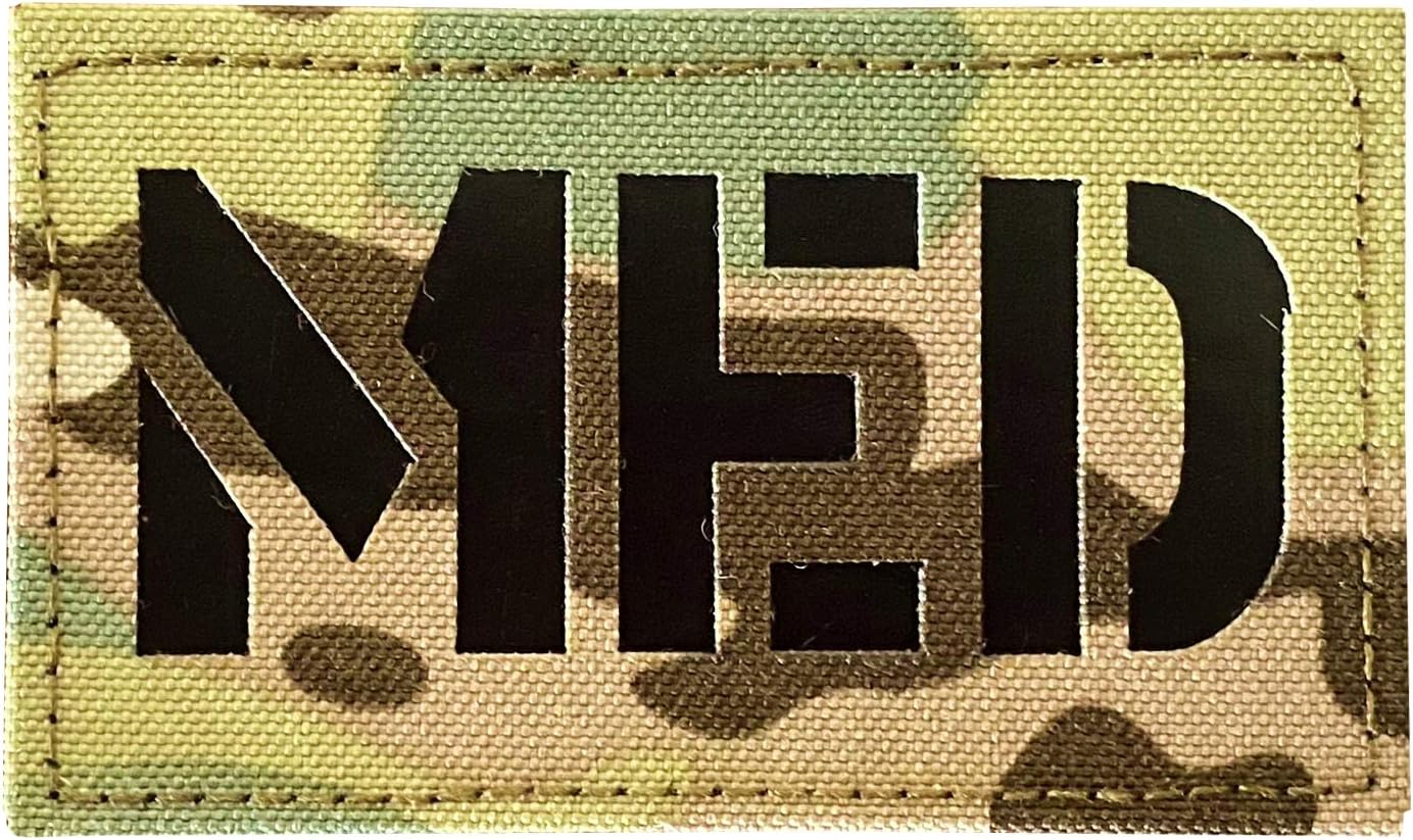 2x3.5 Infrared IR MED Medic EMS EMT Patch Tactical Vest Patch Hook-Fastener Backing (Multicam)
