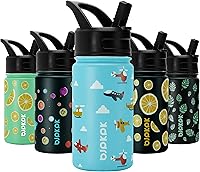 Vista 84 de BJPKPK - Botellas de agua aisladas con tapa con popote, botella grande de metal de 32 onzas con 3 tapas, termo reutilizable sin fugas y sin BPA