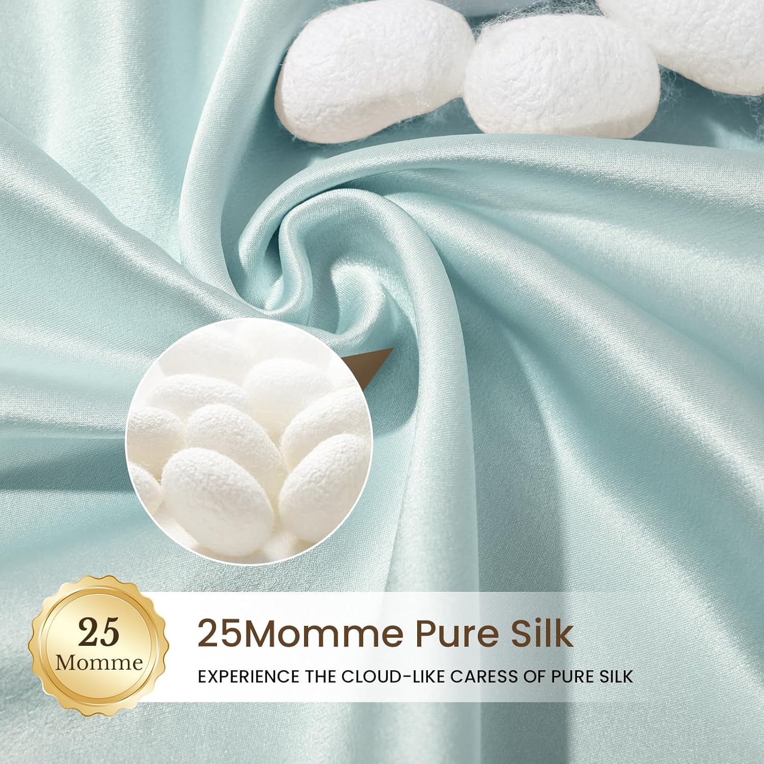 THXSILK Natural 100% Mulberry Silk Pillowcase for Hair and Skin, 25 Momme, Standard Size 20"x26" Silk Pillow Case, Soft Smooth Cooling Premium Grade 6A+ Silk Pillow Cover with Zipper(Light Blue, 1pc)