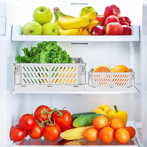 Miniatura 7 de Tixill Paquete de 2 mini cestas de plástico plegables para organización y almacenamiento, cajas de almacenamiento plegables para el hogar, cocina,