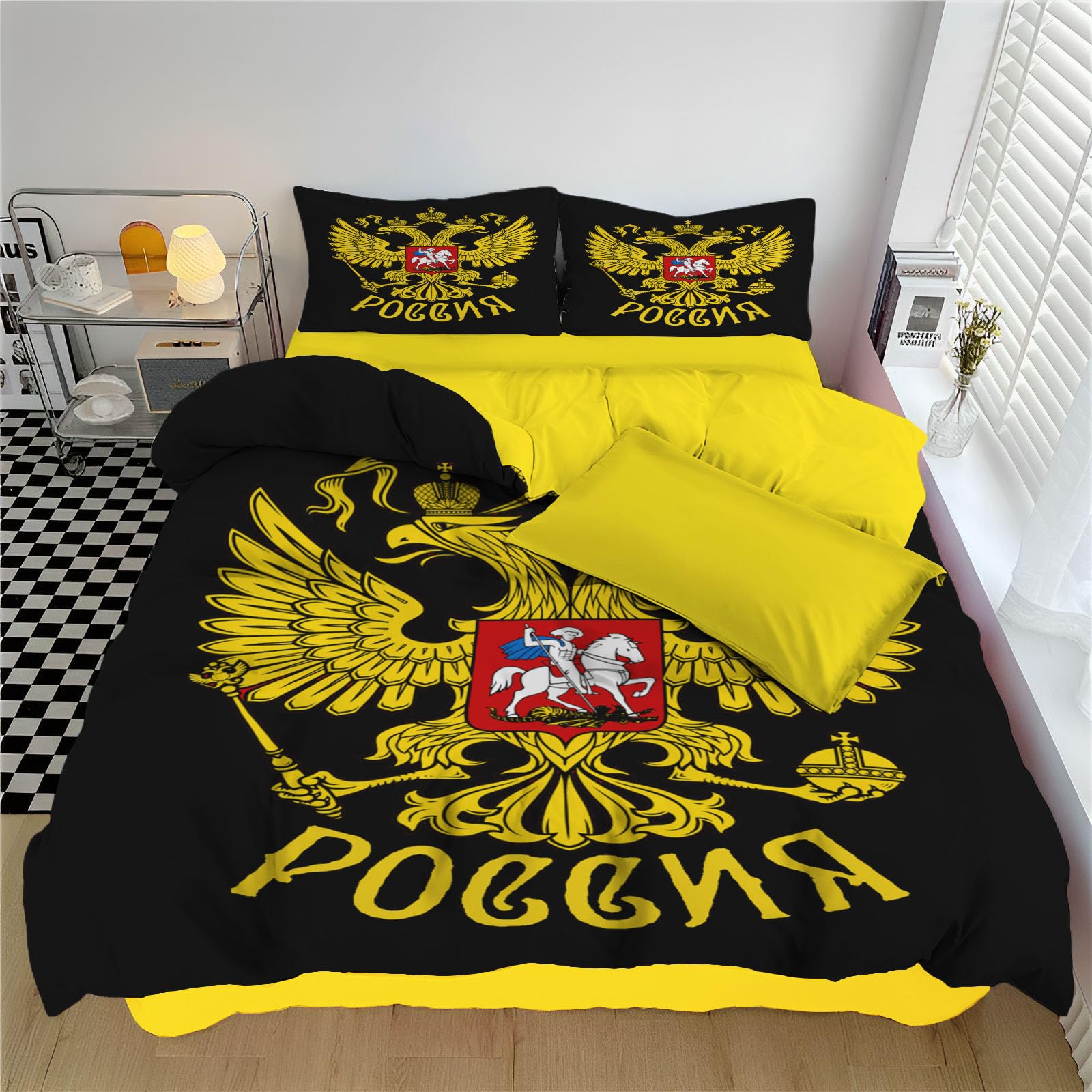 Parure de lit douce pour chambre d'ado ou d'adulte style mystique avec motifs aigle rétro