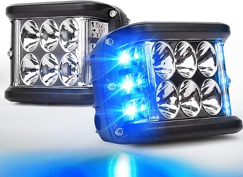 Luces LED de disparo lateral con DRL azul de doble cara con estroboscópico, 30 W todoterreno para conducción de puntos de inundación para Jeep, disponible en Yaxa Peru