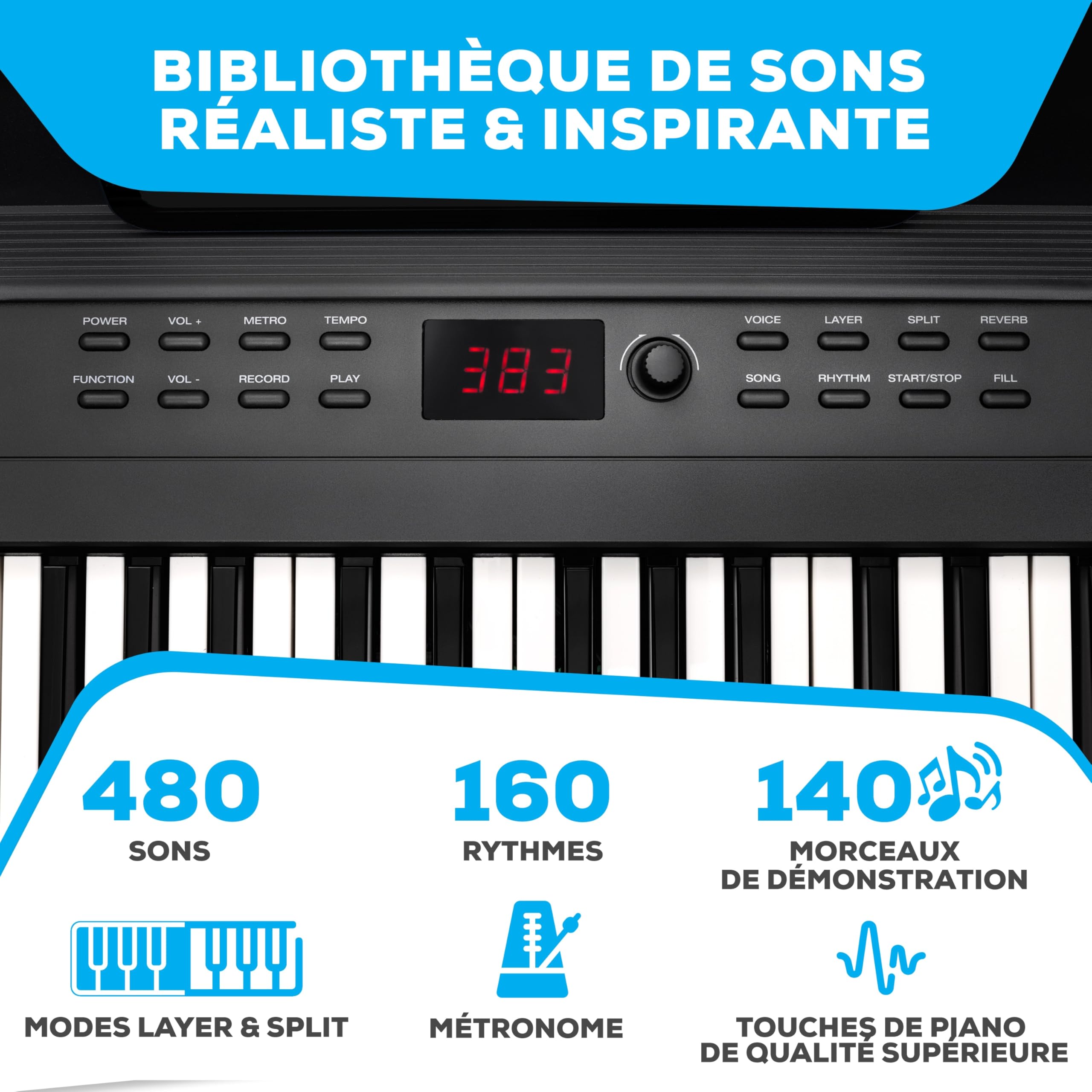Alesis Piano Numérique 88 Touches avec 480 Sons, Haut-Parleurs, MIDI USB, Sac de Transport, Support, Casque, Pédale et Leçons pour Débutants