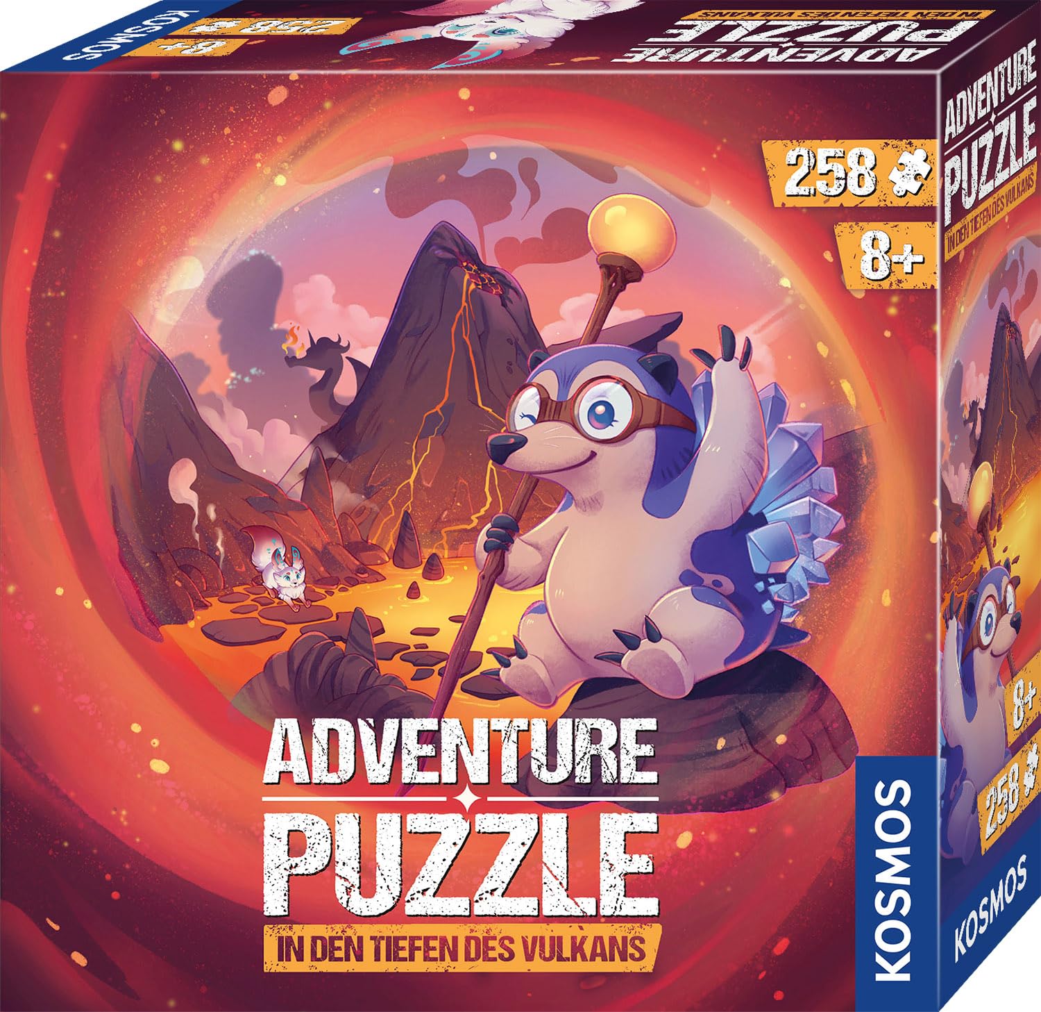 Kosmos 684853 Adventure Puzzle In den Tiefen des Vulkans, 258 Teile, interaktives Abenteuerpuzzle für Kinder ab 8 Jahre, Abenteuergeschichte mit jedem Puzzleteil entdecken