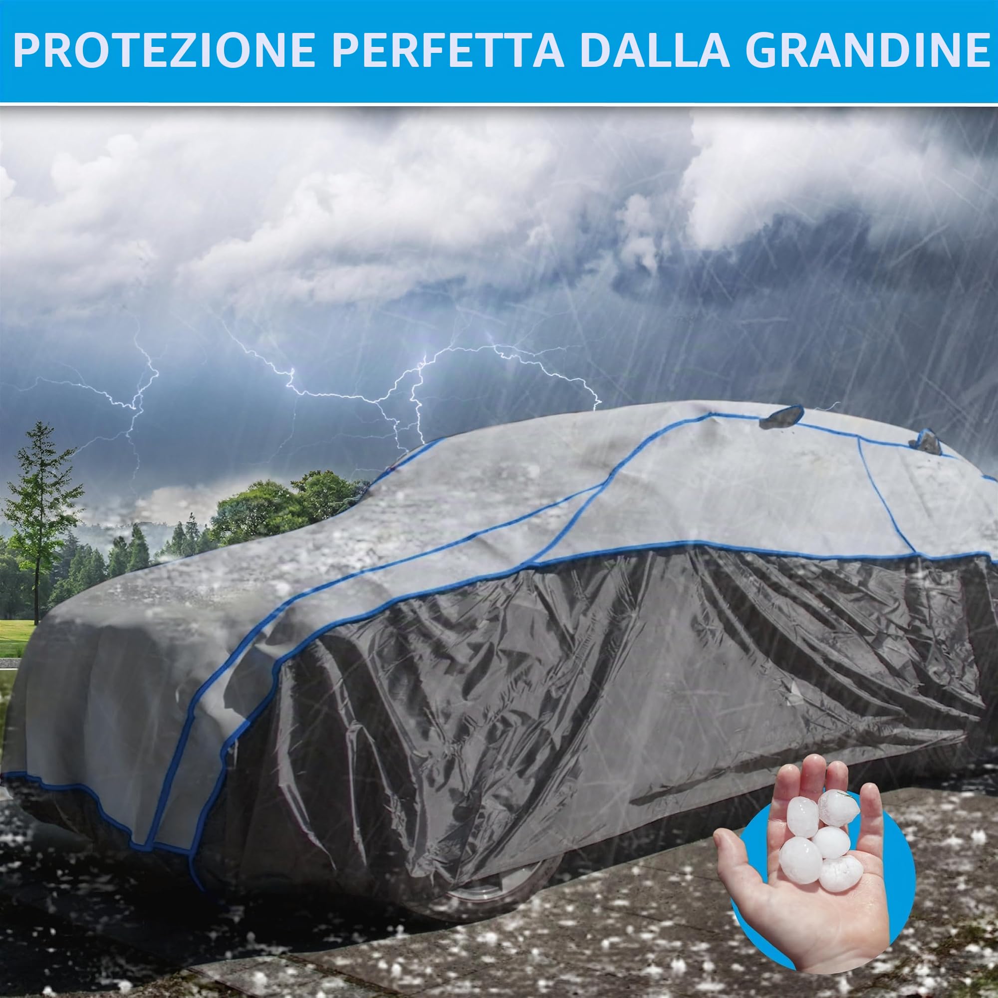 WALSER telone antigrandine per auto, telone antigrandine per auto, telone Auto Comfort Protect, copertura per garage per auto, copertura per auto 100% poliestere, copertura per auto SUV XL
